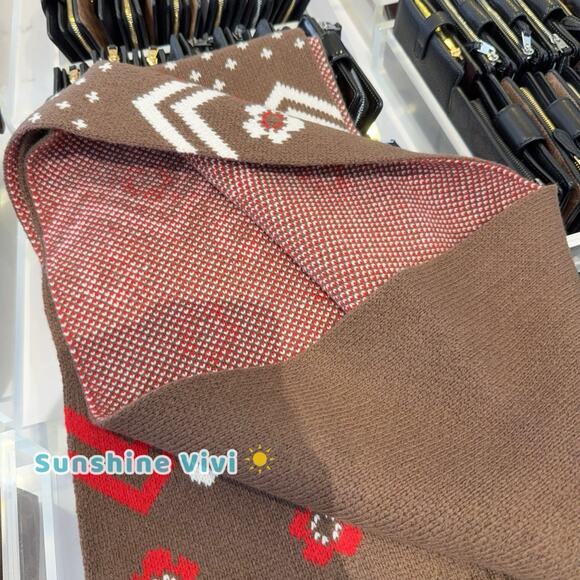 NWT Bundle Coach Fair Isle Print Knit Muffler CCW05 & Gloves CCW71 Sable Multi - Picture 6 of 14